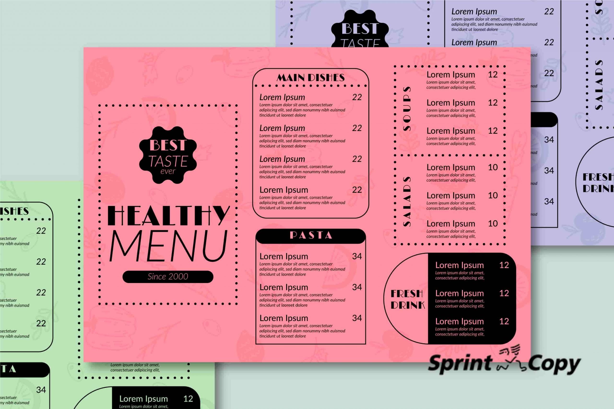 designed menu cards